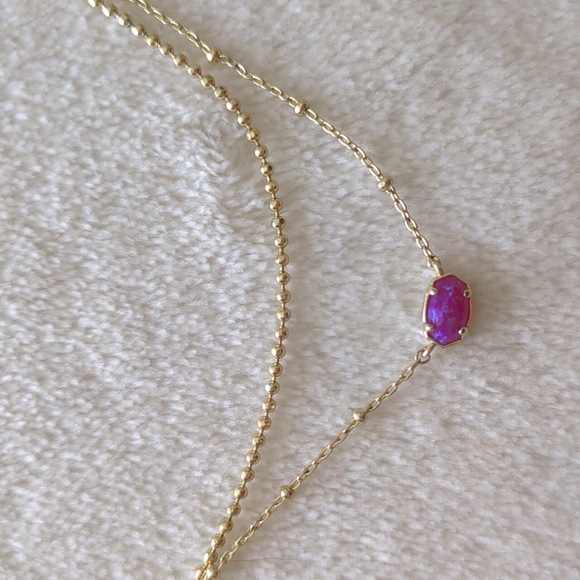 Emilie Gold Multi Strand Necklace in Plum Purple Pink Kyocera Opal - Picture 1 of 8